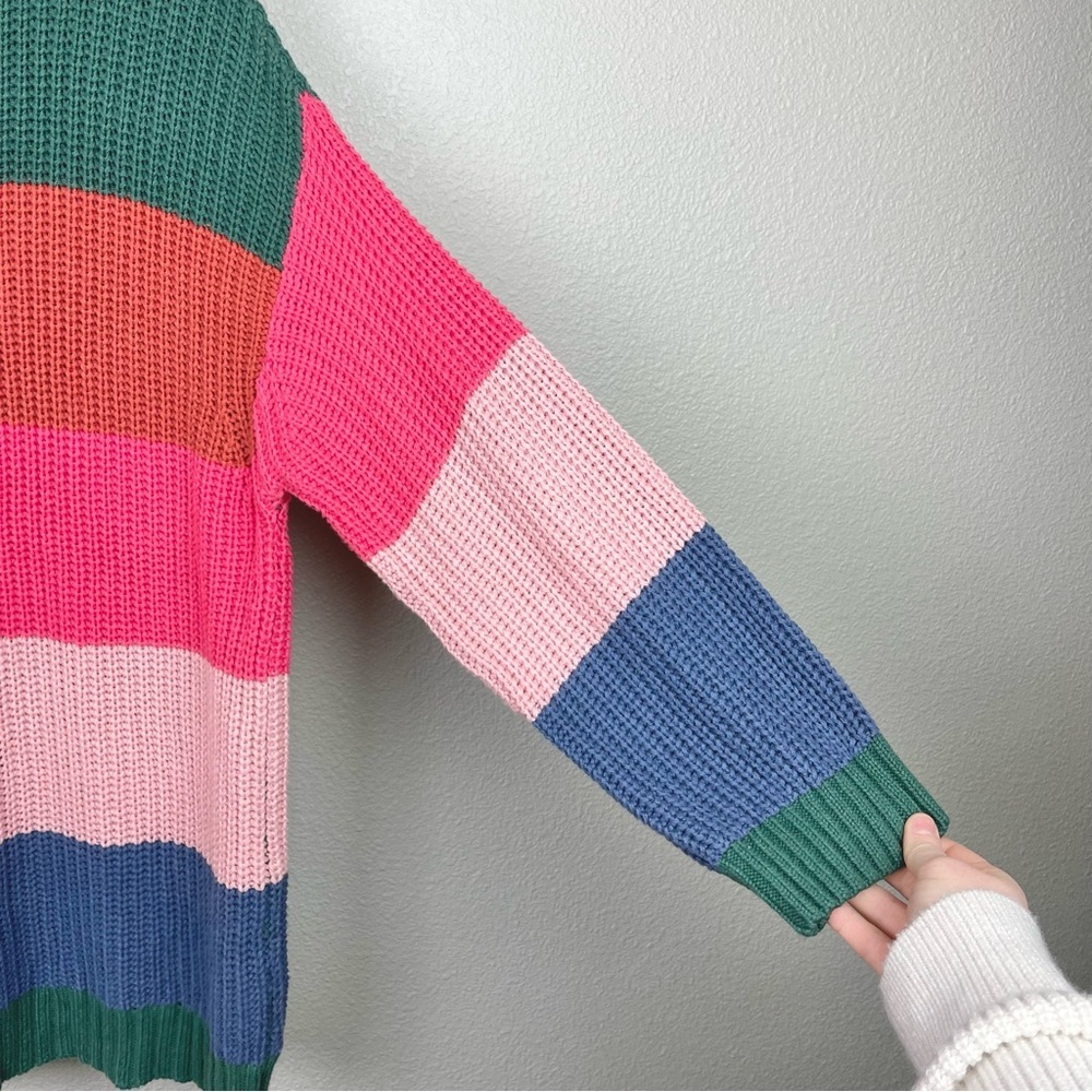 AMERICAN EAGLE OUTFITTERS Oversized Rainbow Striped Mock Neck Sweater Women's S - Picture 15 of 15